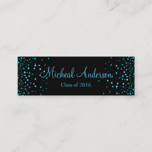 Elegant Blue Glitter Graduation Name Card