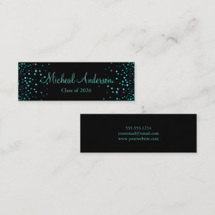Elegant Blue Glitter Graduation Name Card