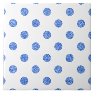 Elegant Blue Glitter Polka Dots Pattern Tile