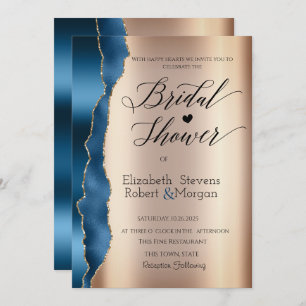 Elegant Blue Glitter Script Bridal Shower Invitation