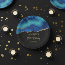 Elegant Blue Gold Abstract Marble Design