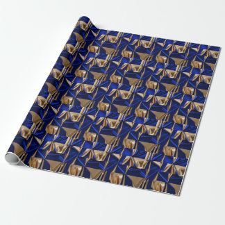 Elegant Blue & Gold Abstract Pattern Wrapping Paper