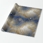 Elegant Blue Gold and Light Beaded Wrapping Paper<br><div class="desc">Give your recipients your best. Use this lovely, sophisticated beaded, print "jewelled" with no actual glitter, foil, or beading, high-quality gift wrap with a grid back for easy cutting. You'll appreciate the ease of use and your recipients will love its elegant beauty. Good for all occasions and holidays, very versatile....</div>