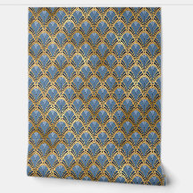 Elegant Blue Gold Art Deco Peel and Stick