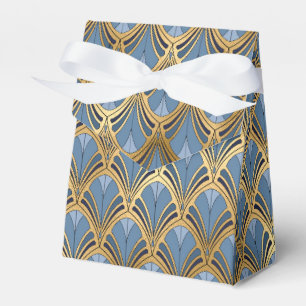 Elegant Blue Gold Art Deco Vintage Pattern Favour Box