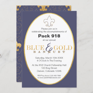 Elegant Blue & Gold Banquet Invitation
