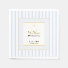 Elegant Blue Gold Baptism Party Napkin