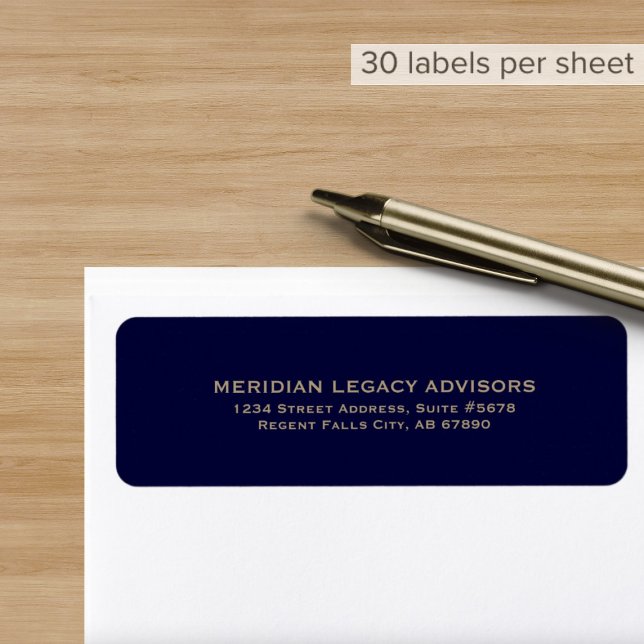 Elegant Blue Gold Business Return Address Label (Creator Uploaded)