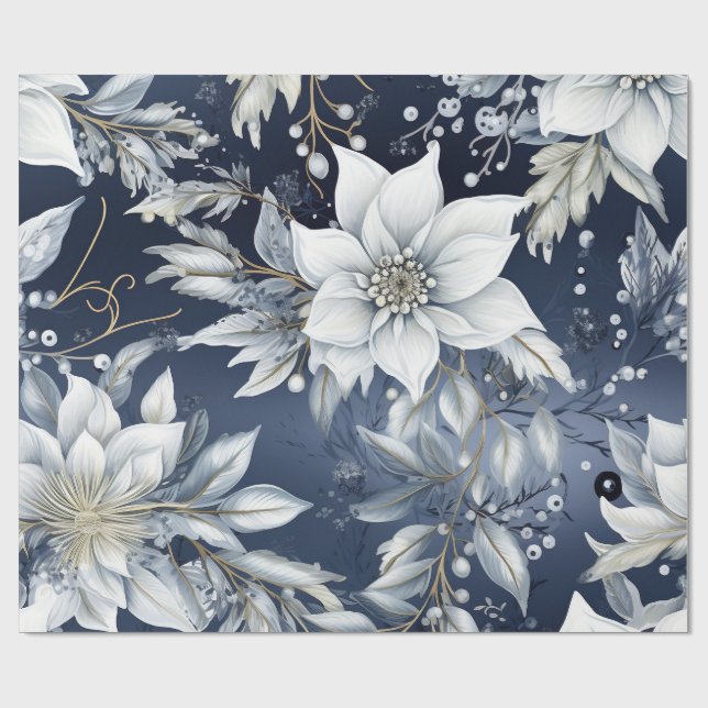 Elegant Blue & Gold Christmas Paper (Flat)