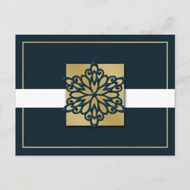 elegant blue gold  Corporate Holiday Greeting s (Front)