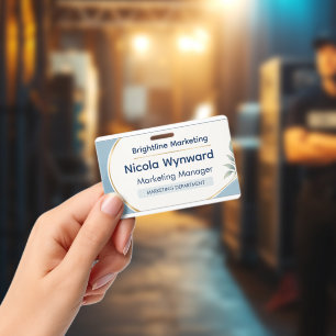 Elegant Blue Gold Corporate Name Badge ID Badge