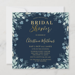 Elegant Blue & Gold Floral Bridal Shower
