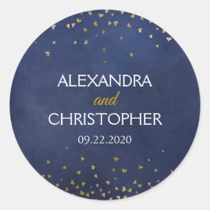 Elegant Blue Gold Foil Confetti Envelope Seal