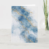 Elegant Blue Gold Glitter Abstract Flow