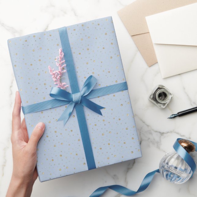 Elegant Blue & Gold Glitter Wrapping Paper (Gifting)