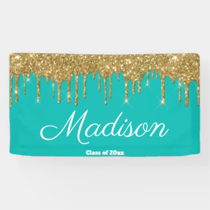 Elegant Blue & Gold Graduation Party Class of 2024 Banner