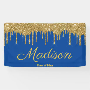 Elegant Blue & Gold Graduation Party Class of 2024 Banner