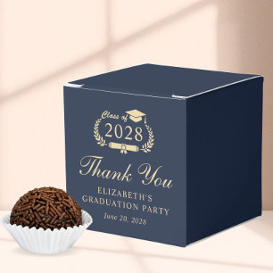 Elegant Blue Gold Graduation Party Thank You Favour Box
