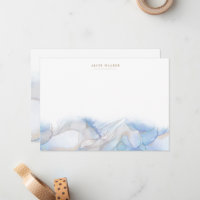 Elegant Blue Gold Ink Stationery Note Card