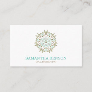 Elegant Blue & Gold Lotus Yoga Instructor Business Card