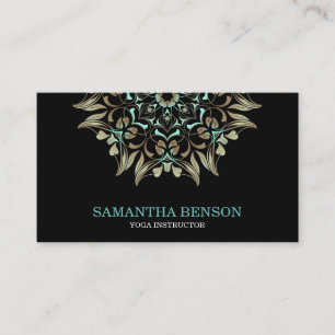 Elegant Blue & Gold Lotus Yoga Instructor Business Card