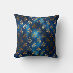 Elegant Blue Gold Mistletoe Gold Glitter Chic Cushion