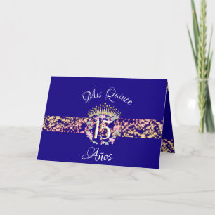 Elegant Blue Gold Quinceanera Celebration Invitation
