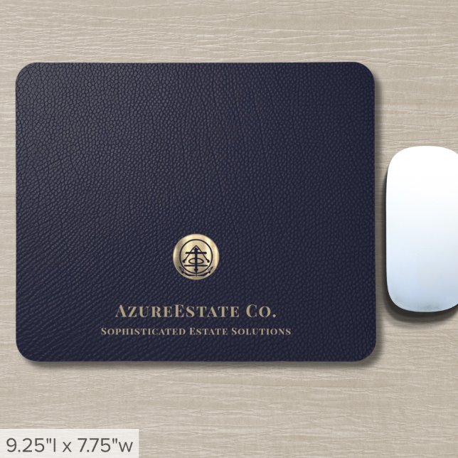 Elegant Blue Gold Seal Logo Mouse Pad (Creator Uploaded)