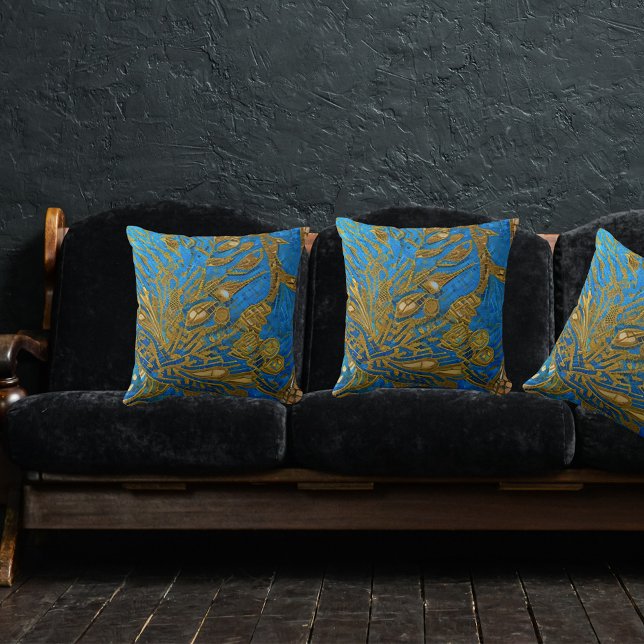 Elegant Blue Gold Stylish Chic Cushion (Creator Uploaded)