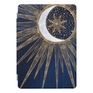 Elegant Blue Gold Sun Moon Mandala iPad Pro Cover