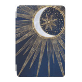 Elegant Blue Gold Sun Moon Mandala iPad Mini Cover (Front)