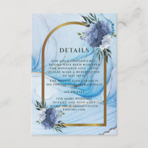 Elegant Blue & Gold Wedding Enclosure Card 