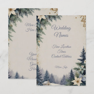 Elegant Blue & Gold Winter Christmas Invitation