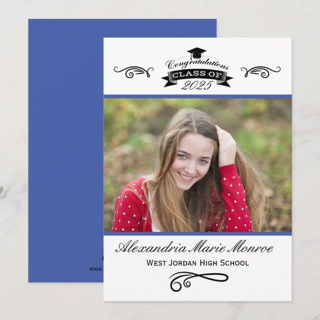 Elegant Blue - Graduation Announcement (Front/Back)