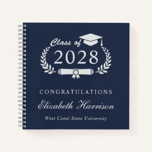 Elegant Blue Graduation Party Guest Book