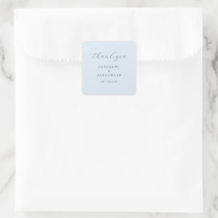 Elegant Blue Gratitude Card Square Sticker