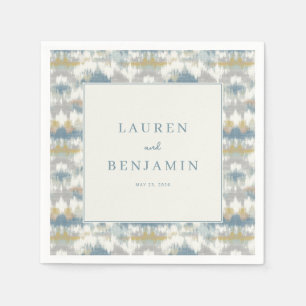 Elegant Blue Gray Geometric Waves Napkin