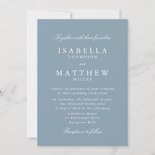 Elegant Blue Gray Wedding Invitation