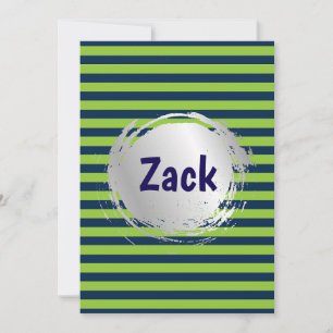 Elegant Blue & Green Bar Mitzvah Invitation