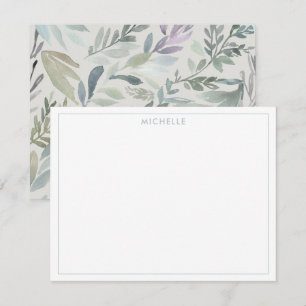 Elegant Blue Green Botanical Watercolor Pattern Card