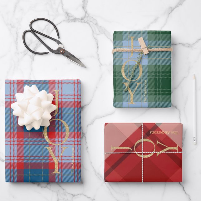 Elegant Blue Green Buffalo Plaid Christmas Wrapping Paper Sheet (Front)
