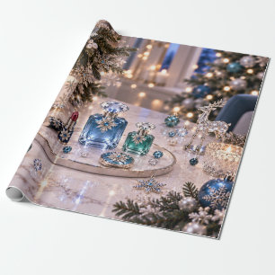 Elegant Blue Green Christmas Beauty Wrapping Paper