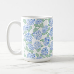 Elegant Blue Green Hydrangea Preppy Coffee Mug