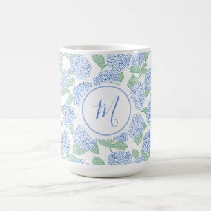 Elegant Blue Green Hydrangea Preppy Personalised Coffee Mug