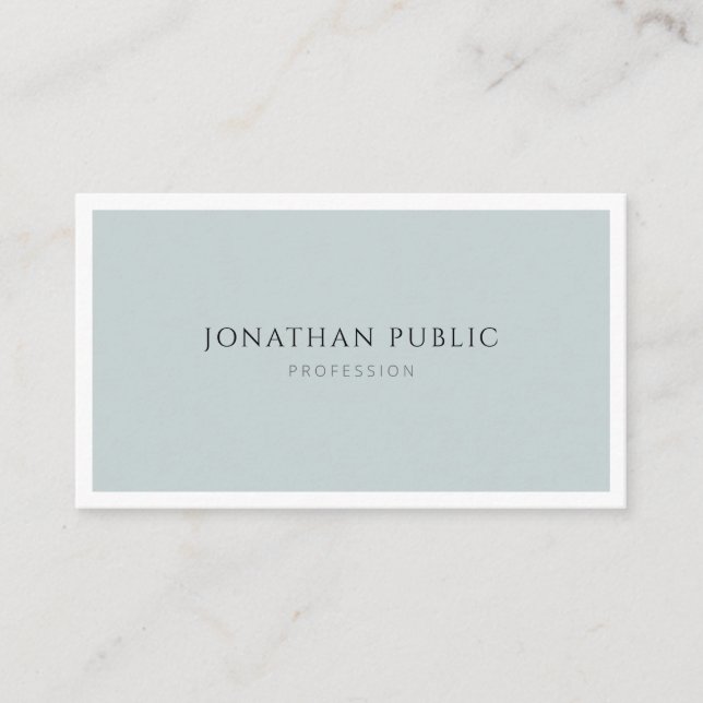 Elegant Blue Green Minimalist Simple Plain Modern Business Card (Front)
