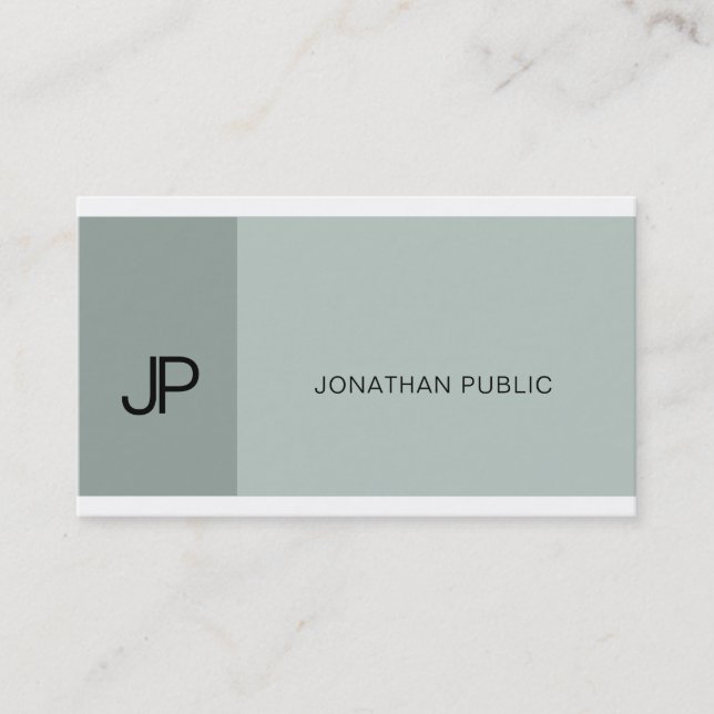 Elegant Blue Green Modern Monogram Professional Business Card (Front)