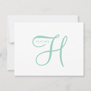 Elegant Blue green Monogram Card