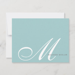 Elegant Blue Green Monogram Script Initial  Card