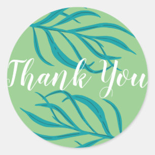 Elegant Blue Green Ocean Seaweed Thank You Classic Round Sticker