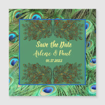 Elegant Blue Green Peacock Feather Card